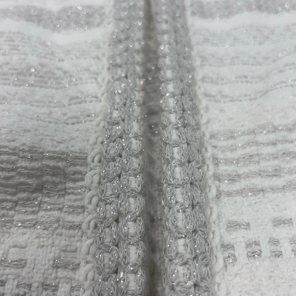 Talbots Woman Petites Ivory Metallic Stripe Textured
Knit Open Front Cardigan - Picture 5 of 11